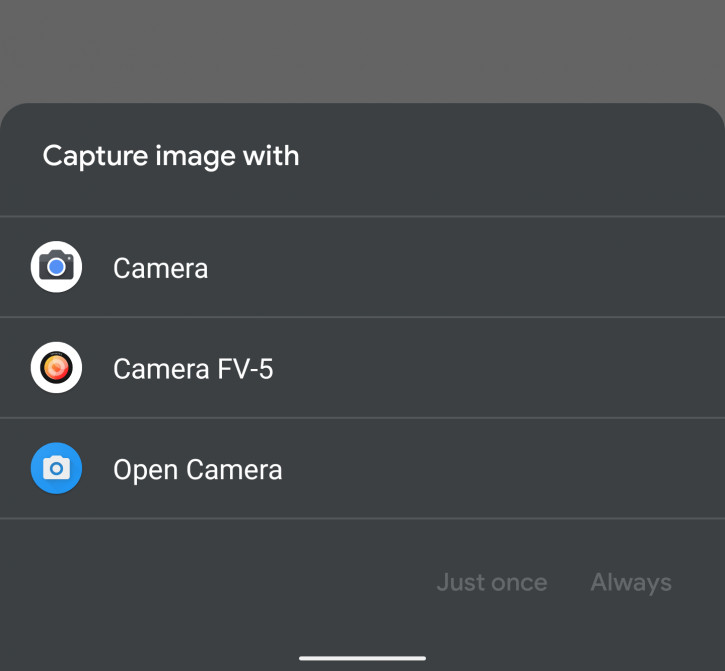Android 11 втратив інструменту вибору сторонніх додатків камери